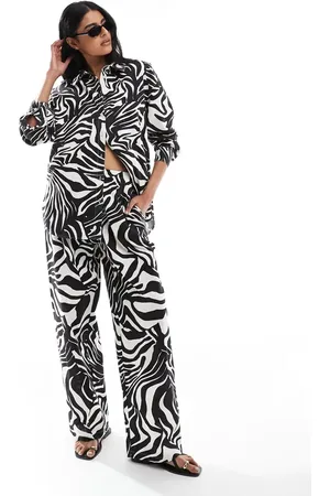 ASOS Oversized linen look shirt co-ord in spliced zebra print