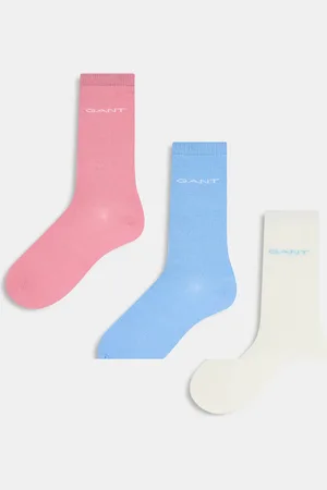 GANT 3 pack logo cotton socks in blue white pink