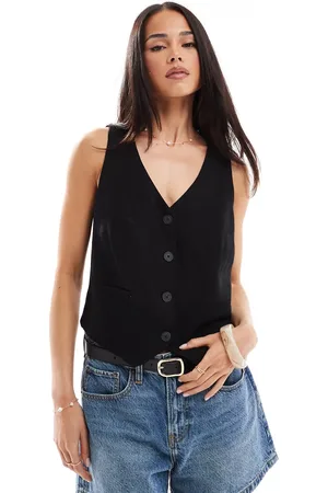 Stradivarius Linen look waistcoat in