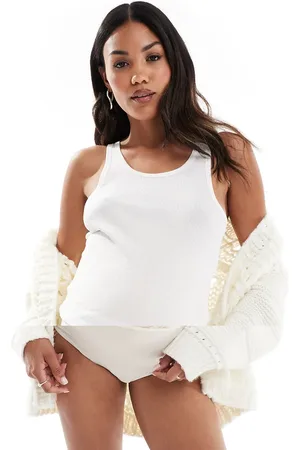 Mama;licious Mamalicious maternity 2 pack lace trim waist control briefs in