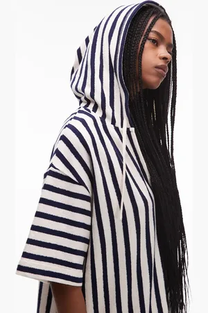 ARKET Towelling chuck-on beach hoodie in stripes