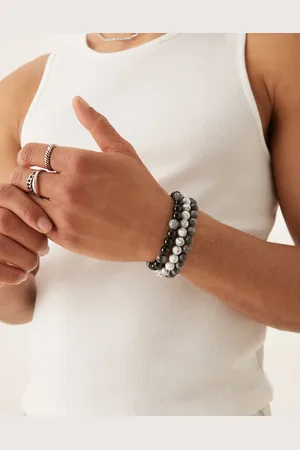 ASOS 3 pack beaded bracelet set in monochrome tones