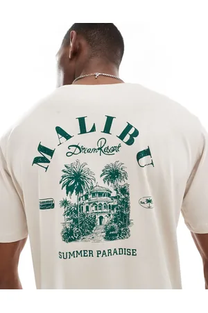 JJ Malibu back print t-shirt in beige