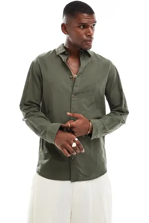 JACK & JONES Linen shirt in khaki