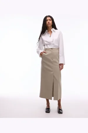 ARKET Linen utility midaxi skirt in beige