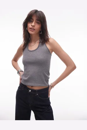 Topshop Rib halter top in marl