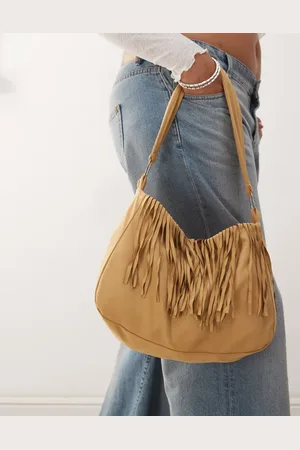 Motel Teria fringe detail slouchy bag in tan