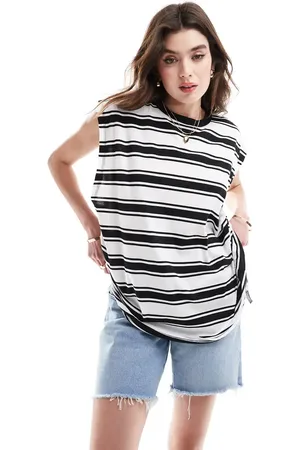 ASOS Oversized tank with drop arm hole in mono stripe