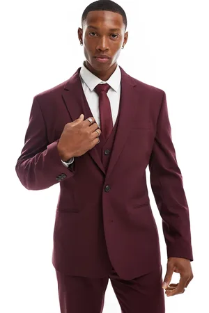 ASOS Slim suit jacket in burgundy