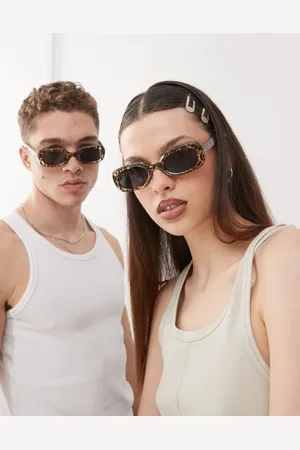 Reclaimed Unisex slim square sunglasses in camo print
