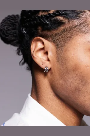 ASOS Waterproof stainless steel asymmetrical hoop earrings in tone