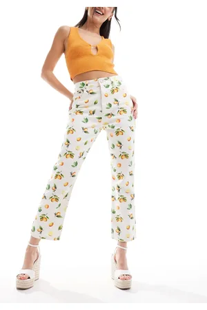 ASOS Cropped mid rise straight jean in lemon print