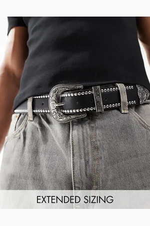 ASOS Faux leather belt with western buckle and stud detail in