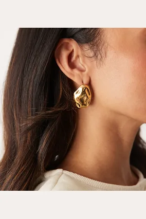 LOST SOULS Large hammered stud earrings in 18ct plated stainless steel