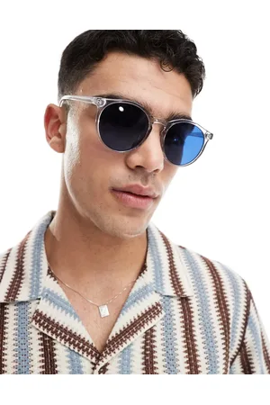 ASOS Round sunglasses with crystal frame with blue lens