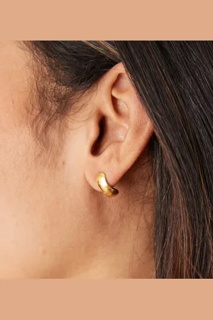LOST SOULS Flat huggie hoop earrings in 18ct plated stainless steel
