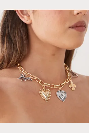 Reclaimed Oversized charm necklace in and gold