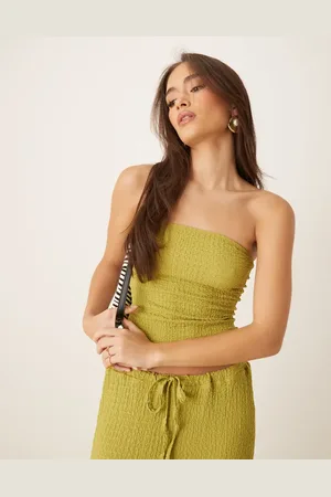 ASOS Longline textured bandeau co-ord in olive