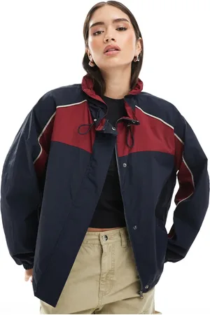 ASOS Gathered neck rainwear jacket in colourblock