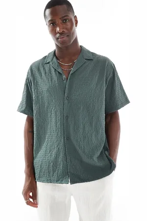 JACK & JONES Revere collar seersucker short sleeve shirt in
