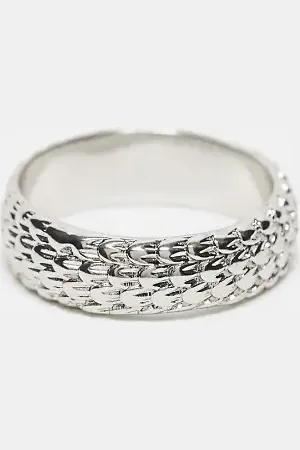 ASOS Band ring with embossed design in tone