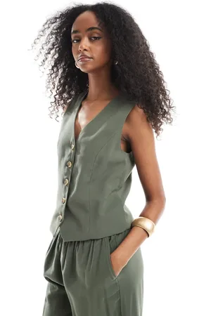 ONLY Tailored twill waistcoat co-ord in khaki