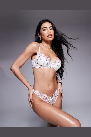 Boux Avenue Blossom Garden embroidered thong in white