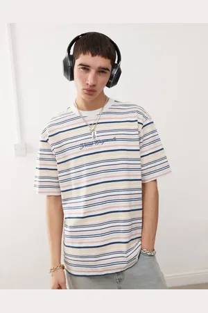 Guess Originals t-shirt in white and yellow horizontal stripes