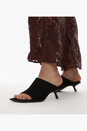 Topshop Premium Ilya suede open square toe mule in