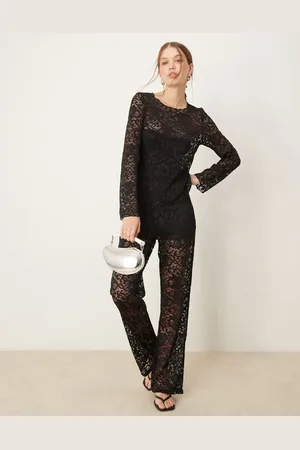 VILA Wide leg lace trouser co-ord in