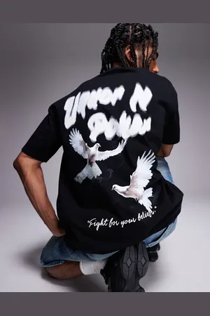 Liquor N Poker Oversized bird graphic back print t-shirt in