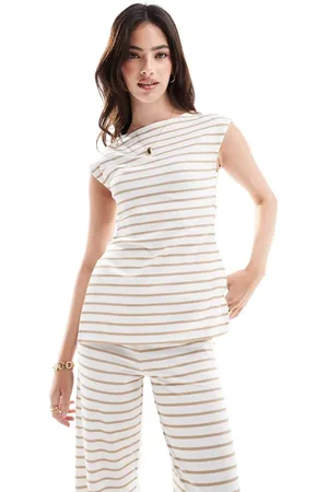 ASOS Oversized tank top co ord in camel stripe