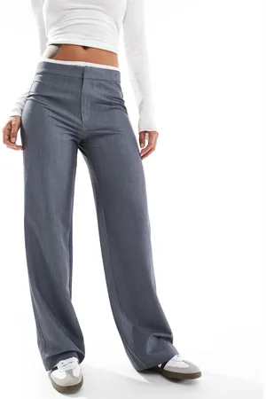 Stradivarius Tailored trouser with lace waistband detail in