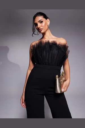 Lulus Tulle bandeau top jumpsuit in