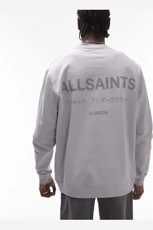 AllSaints Underground oversized sweatshirt in machine grey