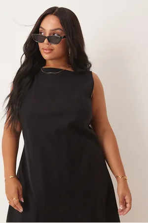 ASOS ASOS DESIGN Curve square high neck mini dress with shirred back in