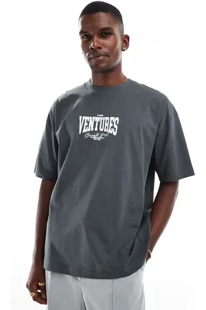 ASOS Oversized t-shirt with sports graphic in charcoal