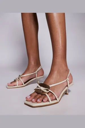 Simmi London Simmi London Heiti square toe strappy kitten heels in stone