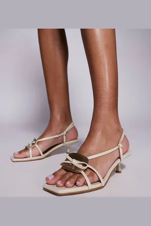Simmi London Simmi London Heiti Wide Fit square toe strappy kitten heels in stone
