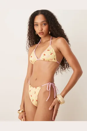 ASOS Brielle bow and cherry print tie side bikini bottom in