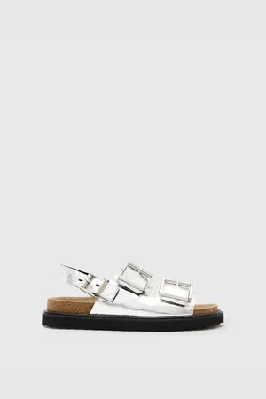 AllSaints Isla leather sandals in silver