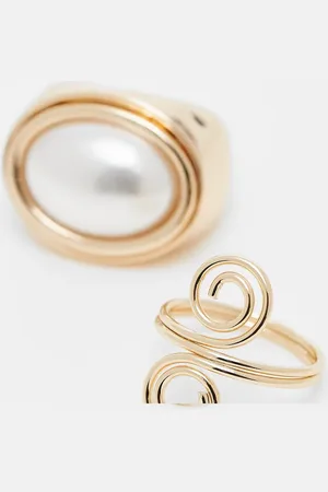 Reclaimed 2 pack swirl and pearl ring in