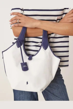 Ralph Lauren Play canvas leather medium tote in paper/ink