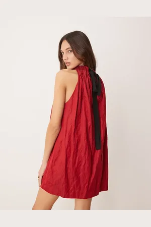 MANGO Capsule ramie mini dress in cherry