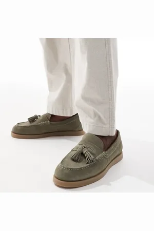ASOS Loafers in khaki suede with tassel