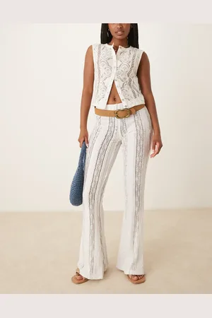 ASOS Extreme flare textured straight leg trouser in