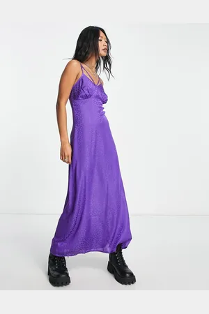 VIOLET ROMANCE Satin jacquard midi dress in