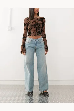 Motel Roomy extra wide low rise jeans in washed green