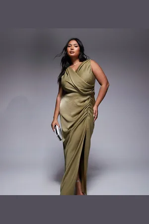 ASOS ASOS DESIGN Curve drape front split detail maxi dress in light