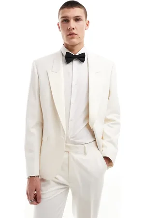 ASOS Low break slim tuxedo suit jacket in cream